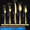 Lemeya 40-Piece Hammered Gold Silverware Set for 8 with Serrated