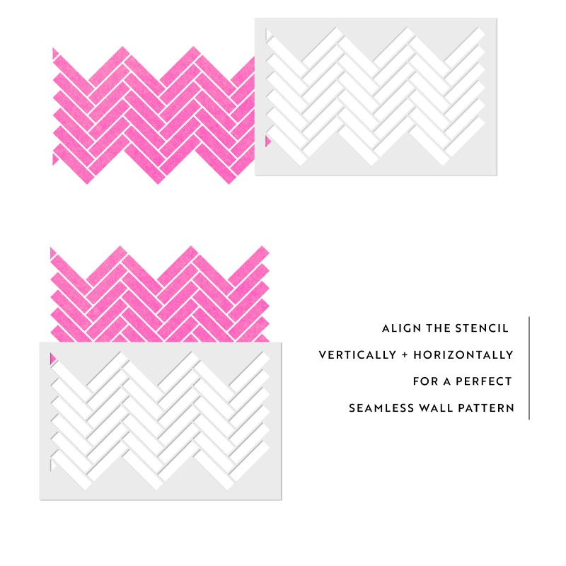 Stencil Revolution Diagonal Herringbone Tile Pattern Wall Stencil