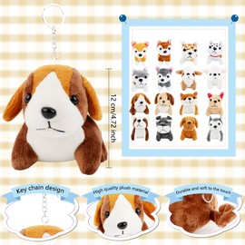 Haconba 16 Pack Mini Plush Dog Soft Cute Small Dogs Stuffed Animals Bulk Plush Puppy Animals Keychains for Birthday Valentines Easter Animal Themed Party Decor (Color Set 1)