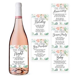 Wedding first wine bottle labels, Bridal Shower Gift, Gift for the couple, Wedding Wine Labels, Wedding Milestone Stickers, (Wine Labels only)