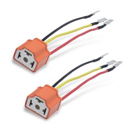 dawfall 2 PCS Car H4 Light Bulb Socket, Ceramic High Temperature Resistant 3 Pin Base with Wiring Harness, Front Lighting Bulb Modified Pigtail Plug Harness Connector, Universal for Cars (Orange)