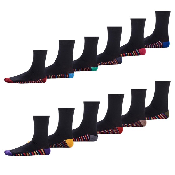 Mens Black Colour Heel and Toe Socks - 12 Pack