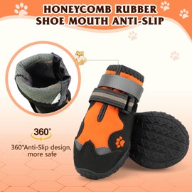 Dog Shoes, FISHOAKY Dog Shoes for Large Dogs, 360°Anti Slip Medium Dog Boots & Paw Protectors Winter Snowy and Summer Hot Pavement, Waterproof 4Pcs Dog Booties with Reflective Strips (Size 3)