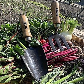 JCB - Solid Forged Garden Hand Fork And Trowel Tool Set - Heavy Duty Gardening Tools - Home Improvement, Digging, Potting Out, Border, Weeding