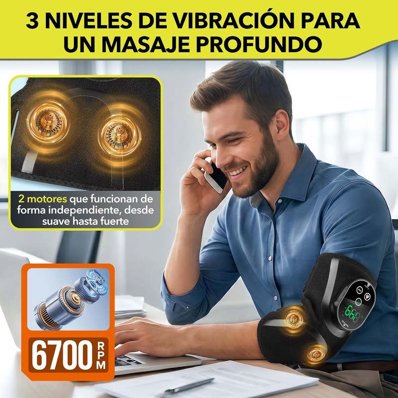 Codera con Calor, Vibración y Masaje para Codo de Tenista