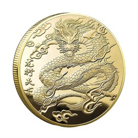 Lucky Chinese Dragon Lunar New Year Fortune Gold Plated Coin