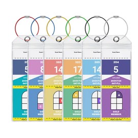 Cruise Luggage Tag Holders for Royal Caribbean and Celebrity Cruise Lines (Set of 6 ea) Waterproof with Zipped Seal and Wire Colored Loops