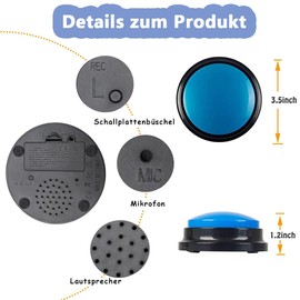 Voarge Pack of 4 Buzzers with Recording Function, Dog Button for Communication, 30-Second Voice Recording Button, Buzzers Recording Buttons for Dog Interaction