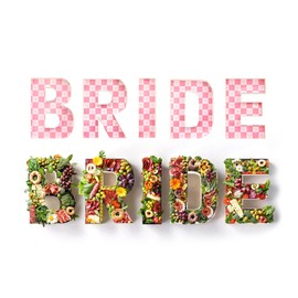Pop Fizz Designs Charcuterie Board Letters I Baby or Bridal Shower Food Trays I Decorations Cardboard Letters for Charcuterie I Food Display Fillable Letters (Bride)