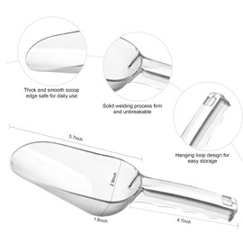 LVVXIXI 3PCS Clear Plastic Ice Scoop, 12 oz. Alec Ice Scoop, Kitchen Scoop for Ice Bucket Ice, Popcorn, Coffee Beans, Flour