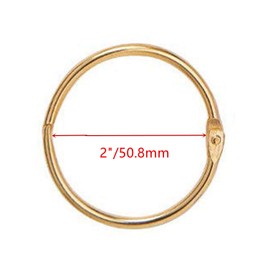 XMHF 2 Inch (50 Pack) Loose Leaf Binder Rings, Nickel Plated Steel Binder Rings,Keychain Key Rings, Metal Book Rings,Golden, for School, Home, Office