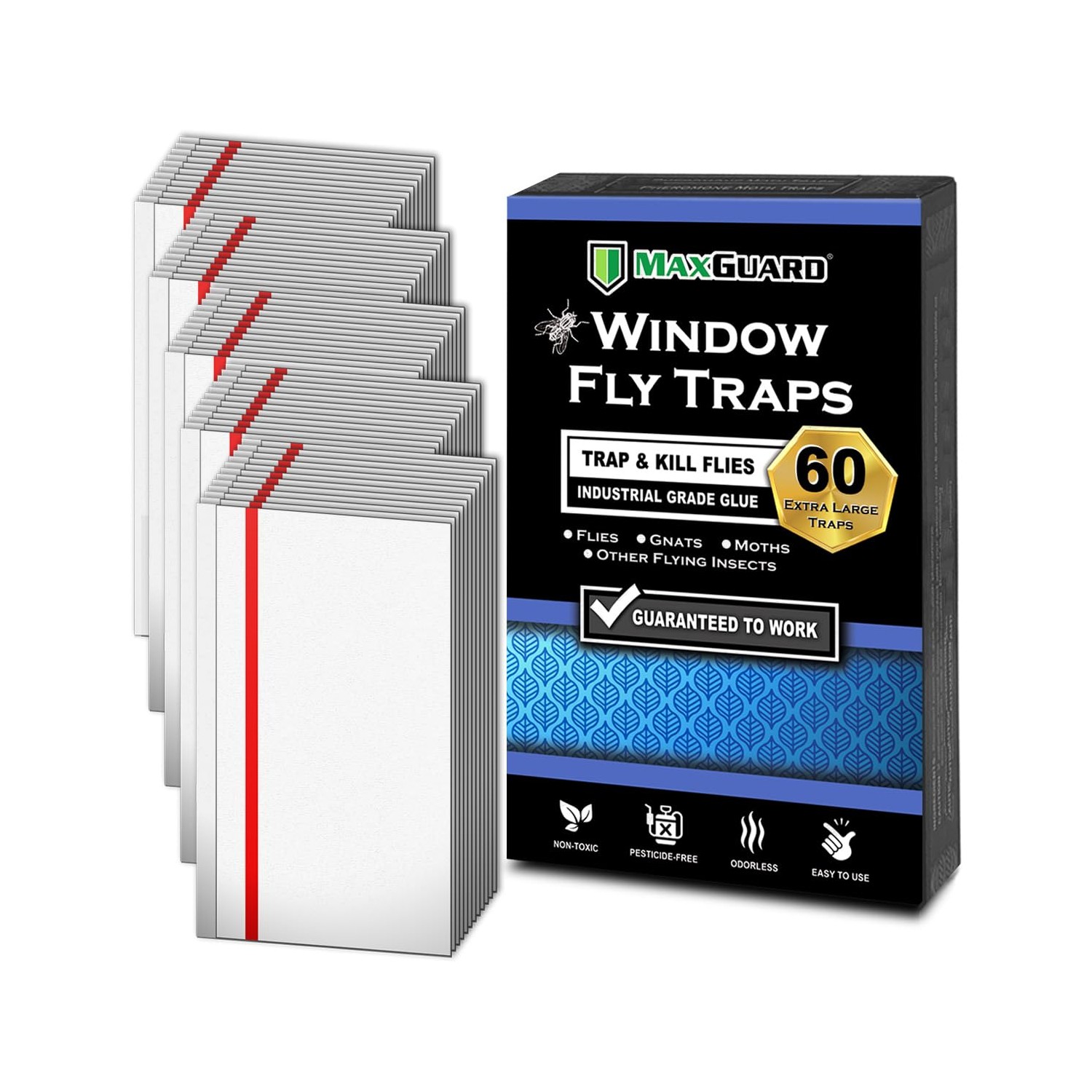 MaxGuard Window Fly Traps (60 XL Traps) Catch & Kill Houseflies, Flying ...