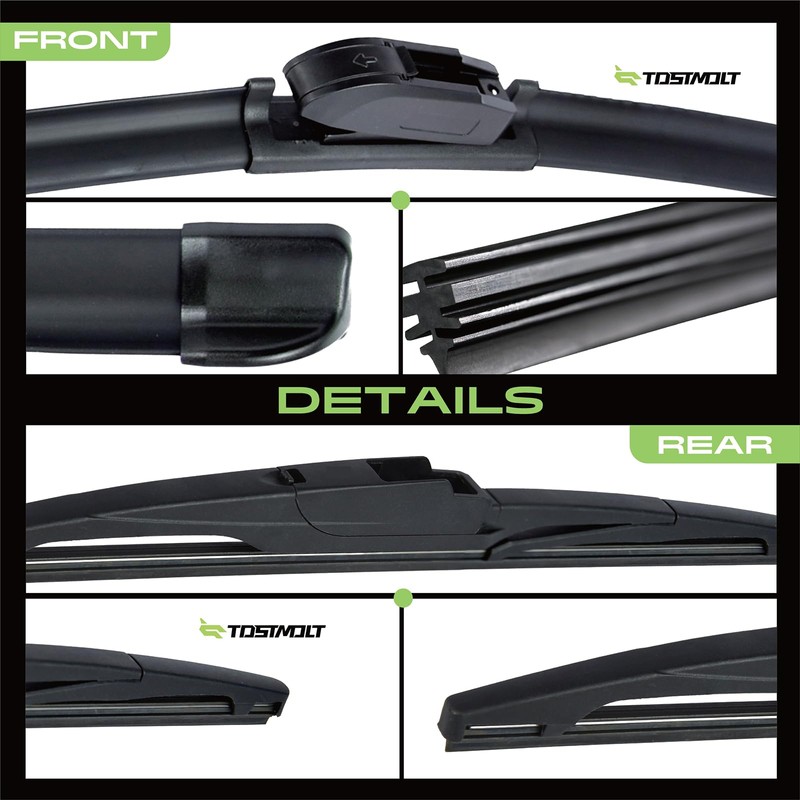 TOSTMOLT 3pcs Front+Rear Direct Fit Windshield Wiper Blades Compatible With
