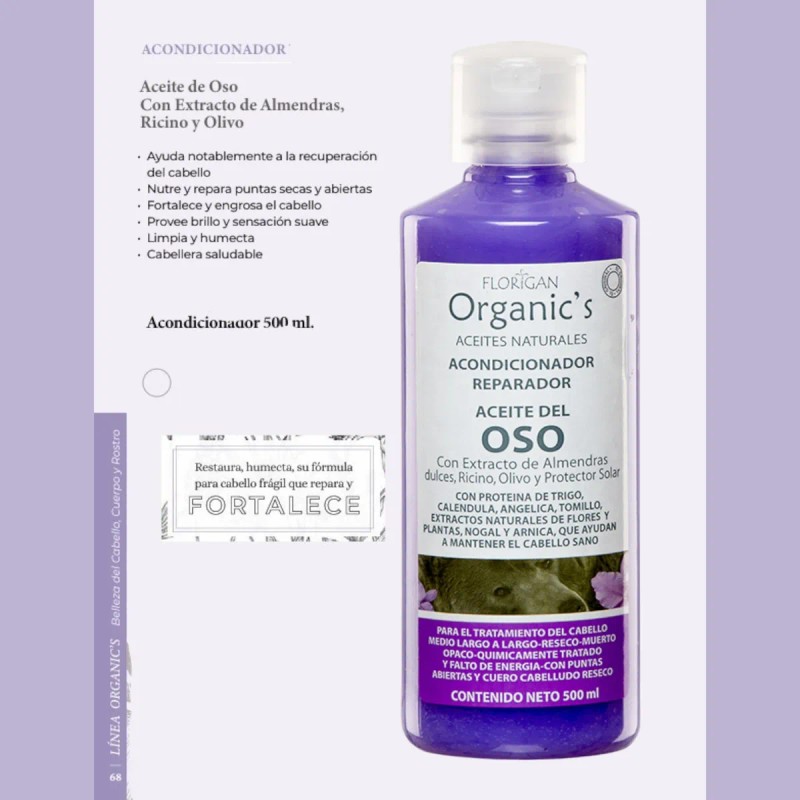 Acondicionador Reparador Aceite De Oso 500ml. Florigan
