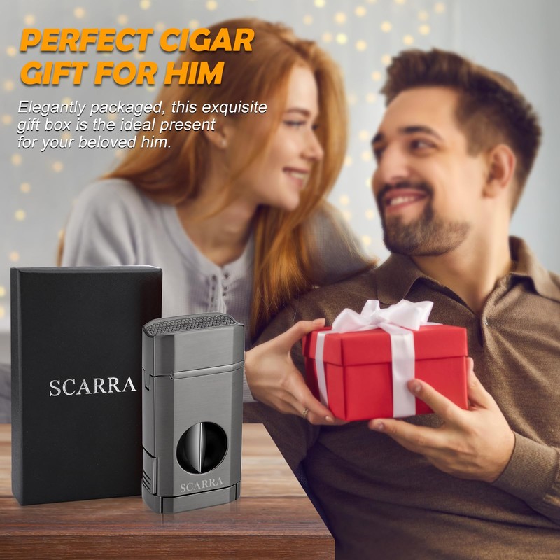 SCARRA Cigar Torch Lighter, Multi-Function 3-in-1 Torch Lighter Gift for