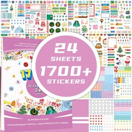 Pegatinas de agenda,24 hojas/1700+,lindas pegatinas para diaria, accesorios perfectos para planificar o decorar planificadores,álbumes de fotos,recortes,cuadernos,diarios y calendarios (Morado)