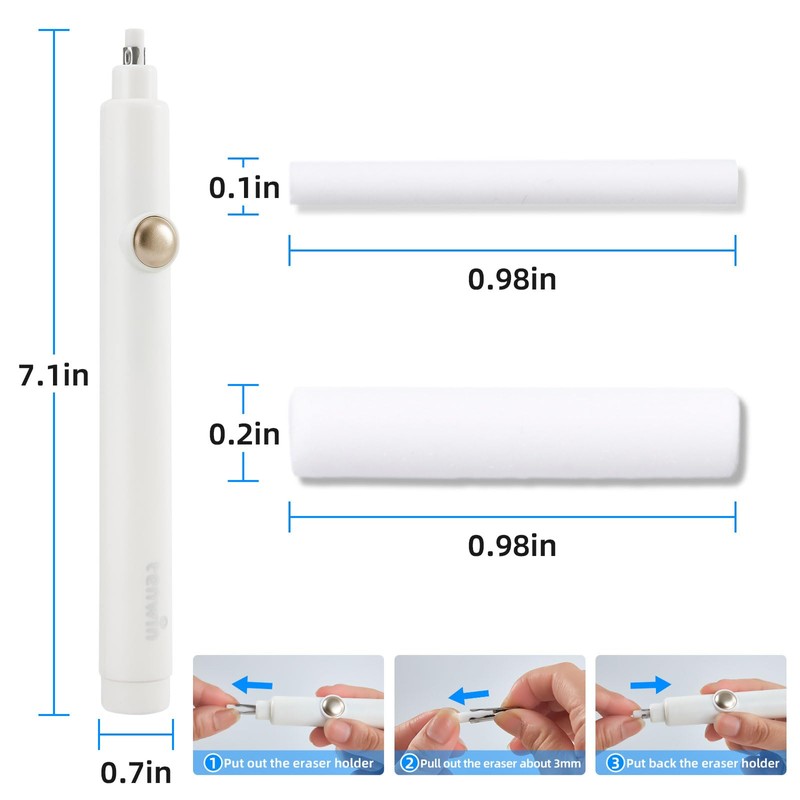 tenwin Battery Operated Pencil Eraser, Electric Eraser Kit with 2