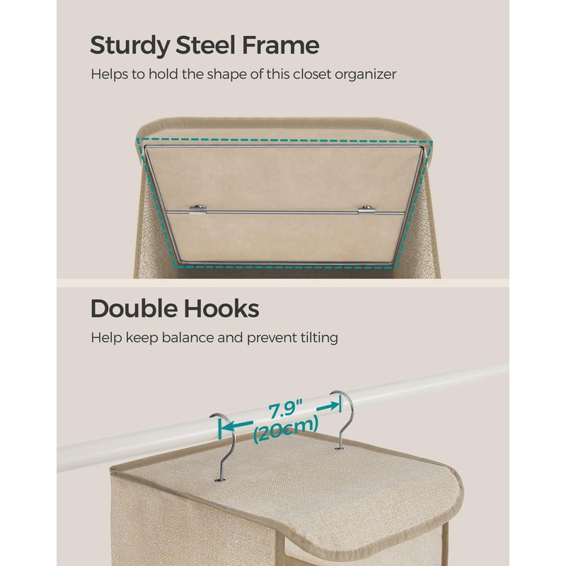 SONGMICS Hanging Closet Organizer, Hanging Storage Shelves, Hanging Closet Shelves,