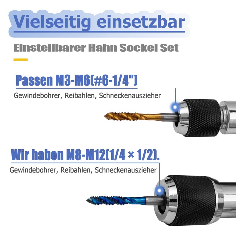 Mesee 2 Pieces Tap Socket Adapter, Adjustable Tap Set, 3/8