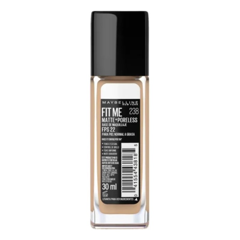 MAYBELLINE Base Maquillaje Fit Me Matte sun beige Poreless 30ml,