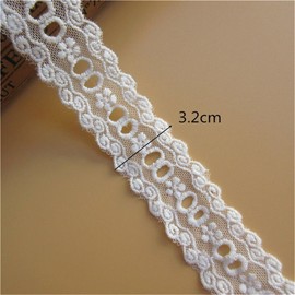 White Eyelet Cotton Lace Trim,3 Yard Eyelet Cotton Strip Net Tape Lace Edge Trim Ribbon 32 mm Width Style White Edging Trimmings Fabric Embroidered Applique Sewing Craft Wedding DIY Embellishment