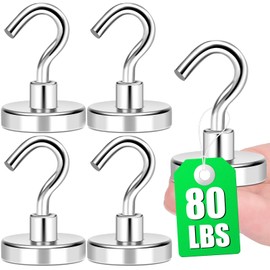 MIKEDE 5 Pack Magnetic Hooks Heavy Duty, 80lbs Strong Magnets with Metal Hooks for Cruise Cabins, Industrial Strength Magnets Hooks Perfect for Hanging Items on Cruise Ships, Refrigerator, Grill