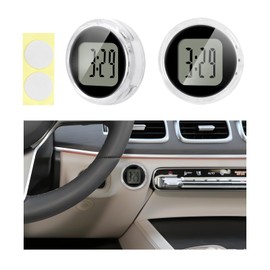 KVAEY 2PCS Mini Motorcycle Clocks, Waterproof 1.1" Diameter Motorcycle Digital Clocks with Adhesive Tape, Stick-On Motorbike Mount Watch Dashboard Clock for Motorcycle Car SUV Boat (Black)