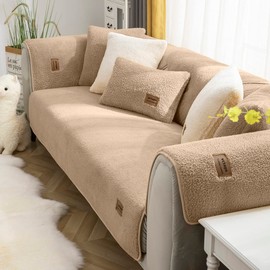 vctops Sherpa Fleece Sofa Couch Covers Super Soft Warm Plush Sectional Couch Cover Luxury Fuzzy Furry Non Slip Sofa Slipcover Furniture Protector (Coffee,36"x70")