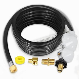 24 FT F273684 Propane Hose Compatible for mr heater F273684 buddy heaters Propane Hose f273684 with Regulator for RV, Gill, Gas Stove, Gas Generator, 3/8in Female x 3/8in Male Street Elbow