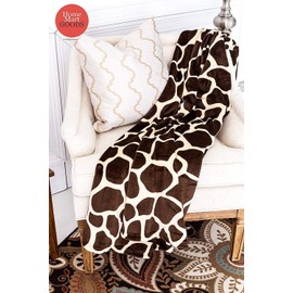 Home Must Haves Ultra Soft Micro Plush Flannel Bed Blanket (Queen 80"x80", Giraffe Skin Print)
