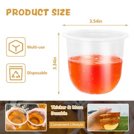 LIANGYUNZE 200 Pcs Disposable Stemless Clear Plastic Cups 12OZ NATURAL Arc Plant Based wine glasses For Parties Weddings Birthdays Cocktail BPA Free Recyclable Clear Cold Cups