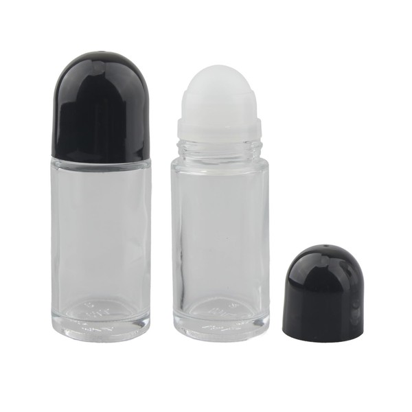 Chiegeguu 2Pcs 50ML Glass Roller bottles Empty Roll on Ball