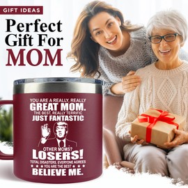 LIZAVY Gifts for Mom from Son, Daughter - Christmas Gifts for Mom, Wife, Women - Moms Birthday Gift Ideas, Cool Birthday gifts for Moms, Mothers - Best mom Mug, 14 Oz Stainless Steel moms Coffee Mug