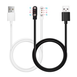 Xininyia 2-Pack (Only One Fit) Magnetic Charger Cable for Letsfit E42 E41 E31 E22 G25 Smart Watch USB Charging Cord Black&White [Opposite Electrode Polarity]