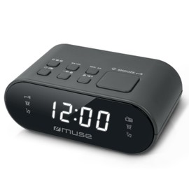 M-10 CR Radio Alarm Clock with LED Display, Two Alarm Times, Dimmable, 20 Transmission Memories, FM Tuner, Black