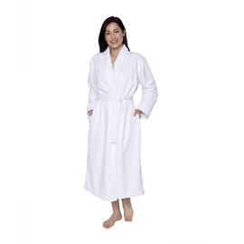 Mansfield, Unisex Spa Microfiber Shimmer Lined Shawl Collar Robe, White, S/M