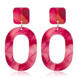 RofYof Acrylic Earrings Statement Tortoise Shell Hoop Earrings Resin Acetate Drop Dangle Earrings Mottled Hoop Earrings for Women Jewelry Gift (style-2)