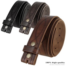 One Piece Genuine Full Grain Leather Hand Tooled Engraved Belt Strap 1-1/2" Wide (Brown, 40)