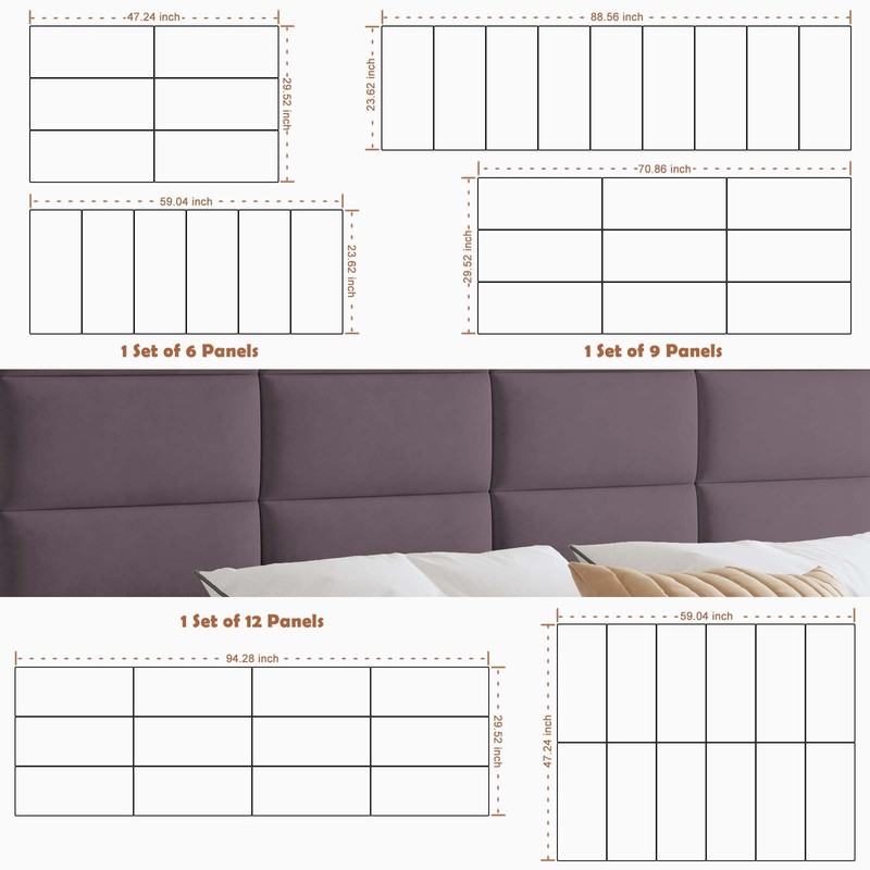 IFNOW Wall Mounted Upholstered Headboard Full, 3D Peel and Stick