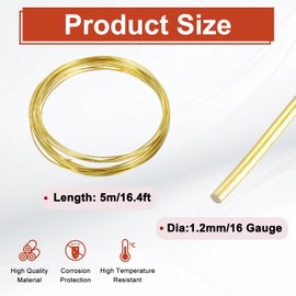 sourcing map 16 Gauge Copper Wires for Jewelry Making, 1 Roll 5m Craft Tarnish Resistant Beading Wires for Jewelry Making Supplies DIY (K-Gold)