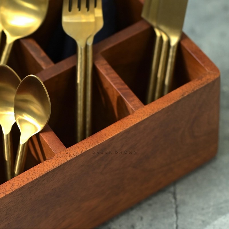 Brick Brown Premium Handcrafted Wooden Spoon stand for kitchen |