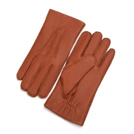 YISEVEN Men's Deerskin Leather Dress Vintage Luxury Gloves Warm Cashmere Lined Three Point Winter Cold Weather Handsewn Heated Motorcycle Everyday Soft Genuine Work New Year Gifts, Camel 11.0"/3XL