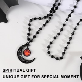 BLAZETIDE Gothic earrings Goth Witch Necklace Gothic Crystal Moon Jewelry Set: Elegant Pendant Necklace & Dangle Earrings,Dark & Vintage Punk Style Gift for Women