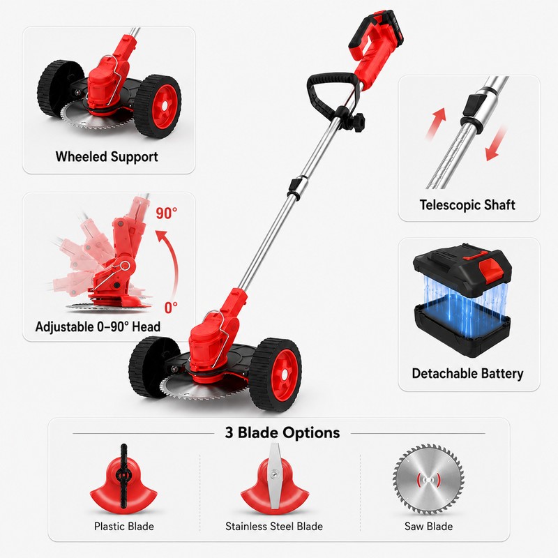 Cordless Weed Wacker for Lawn & Garden Care – 3-in-1