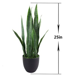 25 Inch Evergreen Artificial Sansevieria Snake Plant for Home&Office Décor Green Color