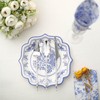 Tableclothsfactory 25 Pack | 8" White/Blue Chinoiserie Floral Print Paper