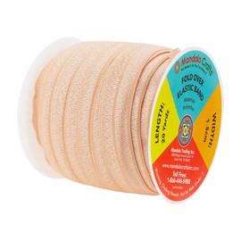 Mandala Crafts Nude Elastic Fold Over Elastic 5/8 Inch Stretchy Ribbon for Hair Tie Headband Hair Bow - 20 Yds Foldover Elastic Ribbon FOE Elastic Bands for Sewing
