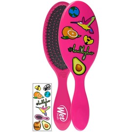 Wet Brush, El Original Detangler, Cepillo Desenredante, Rosa, Cerdas IntelliFlex, Diseño Rosa con Stickers, Cepilla Fácil y Adiós Nudos, Diseño para Cabello Normal, Unisex, Adultos