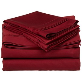 1000 Thread Count Four (4) Piece Queen Size Burgundy Solid Bed Sheet Set, 100% Egyptian Cotton, Premium Hotel Quality