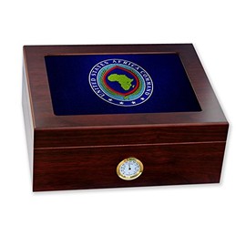 ExpressItBest Premium Desktop Humidor - Glass Top -US Africa Command (AFRICOM) (crest)